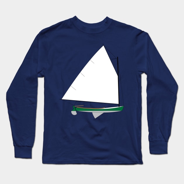 Cotuit Skiff Sailboat - Green Long Sleeve T-Shirt by CHBB